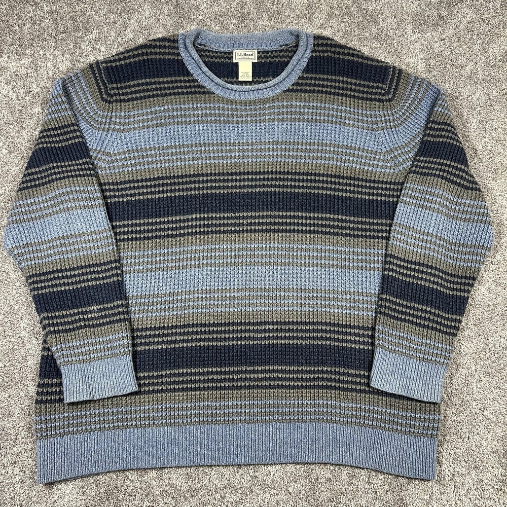 VTG LL Bean Mens 2XL Roll Neck Fisherman Chunky Organic Cotton Knit Sweater XXL